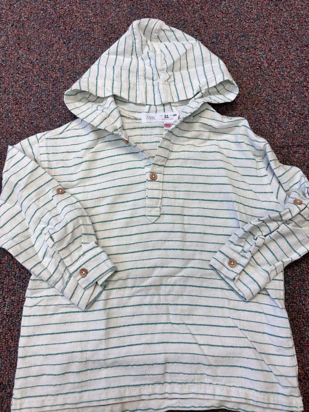 Zara Striped Hooded Shirt Size 3-4 Years